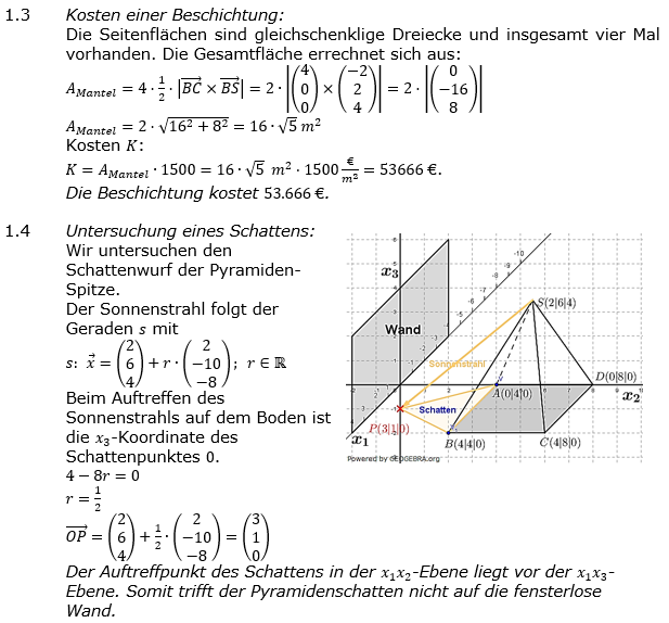 Abituraufgaben Berufsgymnasium Teil 4 mit Hilfmittel Vektorgeometrie Abituraufgabe 2021 A1 Lösung Bild 2 Abituraufgaben Berufsgymnasium Teil 4 mit Hilfmittel Vektorgeometrie Abituraufgabe 2021 A1 Lösung Bild 2/© by www.fit-in-mathe-online.de