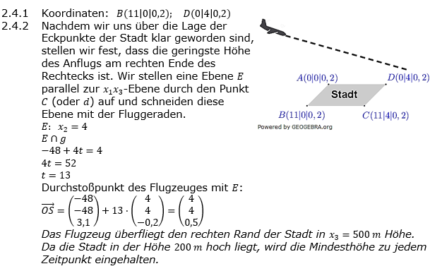Abituraufgaben Berufsgymnasium Teil 4 mit Hilfmittel Vektorgeometrie Abituraufgabe 2021 A2 Lösung Bild 3/© by www.fit-in-mathe-online.de
