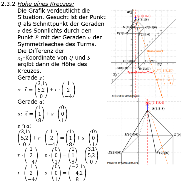 Abituraufgaben Berufsgymnasium Teil 4 mit Hilfmittel Vektorgeometrie Abituraufgabe 2022 A2 Lösung Bild 3/© by www.fit-in-mathe-online.de