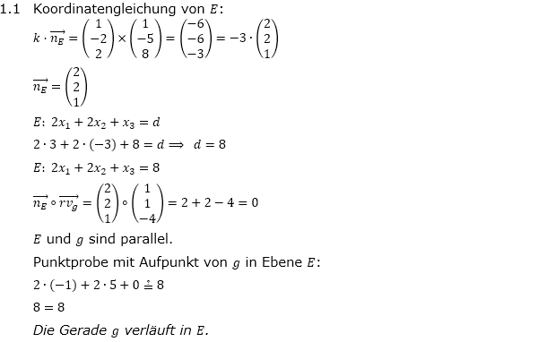 Abituraufgaben Berufsgymnasium Teil 4 mit Hilfmittel Vektorgeometrie Mustersatz 7 Lösung Bild 1/© by www.fit-in-mathe-online.de
