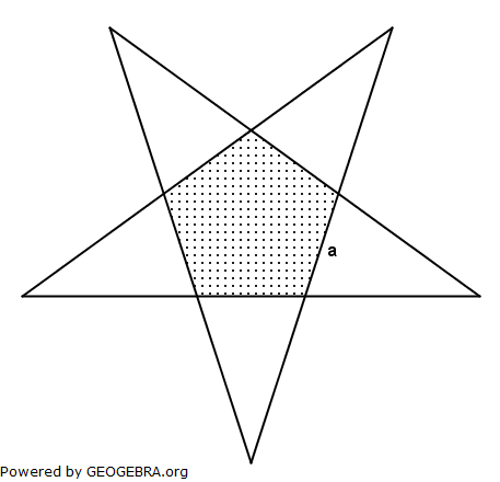 Ein regelmäßiges Fünfeck hat die Seitenlänge a=3,6 cm. (Realschulabschluss Besondere Pyramiden Aufgabengraphik Wahlteil W3a/2007/© by www.fit-in-mathe-online.de)