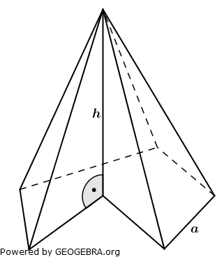 Von einer massiven regelmäßigen fünfseitigen Pyramide sind bekannt: (Realschulabschluss Besondere Pyramiden Aufgabengraphik Wahlteil W2a/2011/© by www.fit-in-mathe-online.de)
