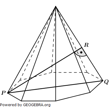Eine regelmäßige achtseitige Pyramide hat die Grundkante a=12,0 cm. (Realschulabschluss Besondere Pyramiden Aufgabengraphik Wahlteil W2a/2014/© by www.fit-in-mathe-online.de)