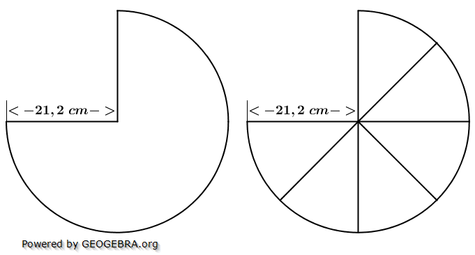 Gegeben sind zwei Dreiviertelkreise. (Realschulabschluss Besondere Pyramiden Aufgabengraphik Wahlteil W2a/2015/© by www.fit-in-mathe-online.de)