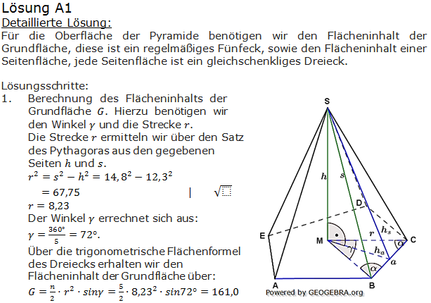 Realschulabschluss Besondere Pyramiden Lösungen Übungsaufgabe A1 Bild 1 Realschulabschluss Besondere Pyramiden Lösungen Übungsaufgabe A1 Bild 1/© by www.fit-in-mathe-online.de