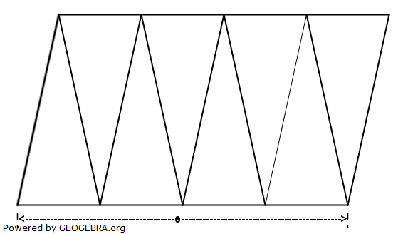 Die Zeichnung zeigt einen zu einem Parallelogramm umgelegten Mantel einer regelmäßigen achtseitigen Pyramide. (Realschulabschluss Besondere Pyramiden Übungen Aufgabengraphik A4/© by www.fit-in-mathe-online.de)