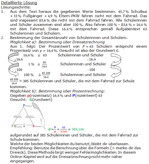 Lösungen zum Aufgabensatz 01 Graphik 1 Realschulabschluss Diagramme Dreisatz Anteile Übungsaufgaben/© by www.fit-in-mathe-online.de