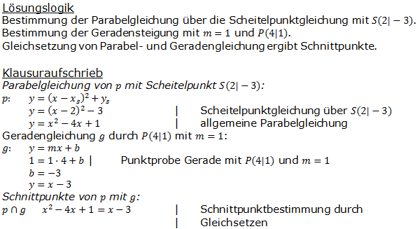 Realschulabschluss Gerade und Parabel Lösung A03P6 Bild 1/© by www.fit-in-mathe-online.de