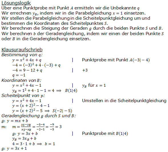 Realschulabschluss Gerade und Parabel Lösung A13P5/© by www.fit-in-mathe-online.de