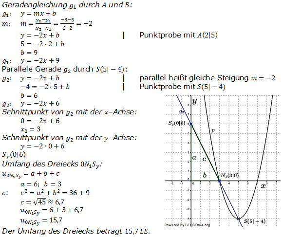 Realschulabschluss Gerade und Parabel Lösung W06W2a Bild 2/© by www.fit-in-mathe-online.de