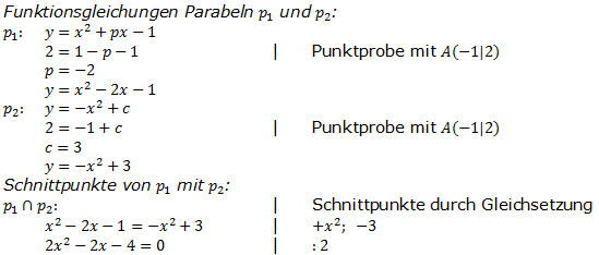 Realschulabschluss Gerade und Parabel Lösung W14W3b Bild 2/© by www.fit-in-mathe-online.de