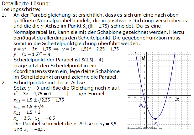 Realschulabschluss Gerade und Parabel Lösung A01 Bild 1/© by www.fit-in-mathe-online.de