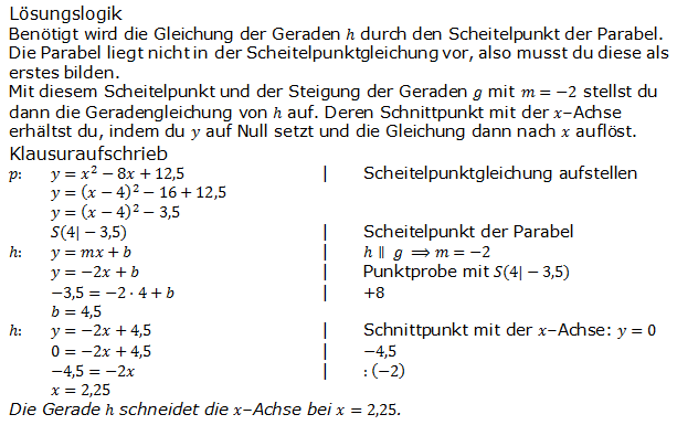 Realschulabschluss Gerade und Parabel Lösung A02/© by www.fit-in-mathe-online.de