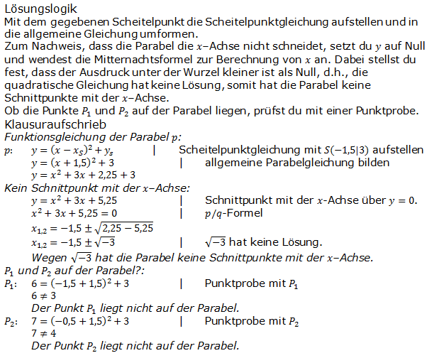 Realschulabschluss Gerade und Parabel Lösung A04/© by www.fit-in-mathe-online.de