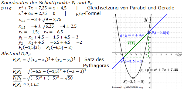 Realschulabschluss Gerade und Parabel Lösung A06 Bild 2/© by www.fit-in-mathe-online.de