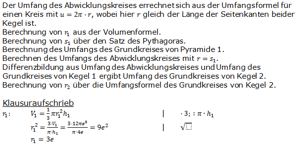 Realschulabschluss Kreiskegel Kugel Lösung Wahlteilaufgabe W3b/2005 Bild 2/© by www.fit-in-mathe-online.de