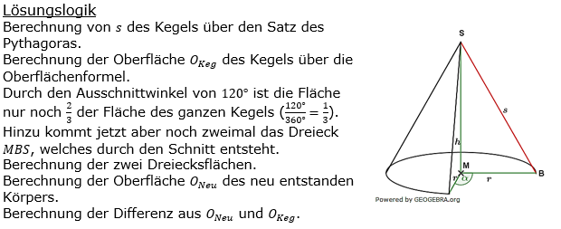 Realschulabschluss Kreiskegel Kugel Lösung Wahlteilaufgabe W2b/2008 Bild 1/© by www.fit-in-mathe-online.de