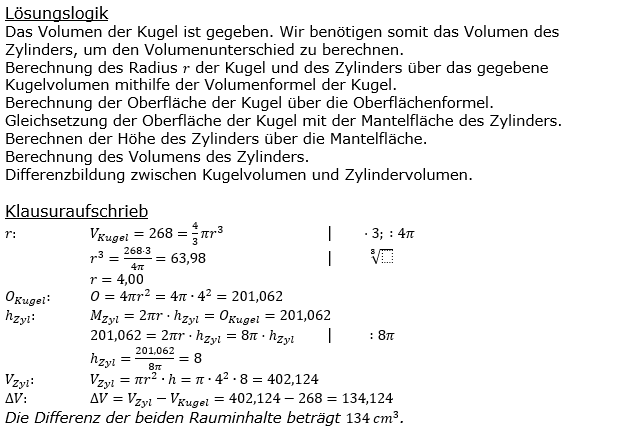 Realschulabschluss Kreiskegel Kugel Lösung Pflichtteilaufgabe P6/2004 Bild 1/© by www.fit-in-mathe-online.de