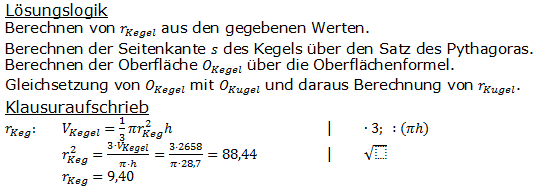 Realschulabschluss Kreiskegel Kugel Lösung Übungsaufgabe A2 Bild 1/© by www.fit-in-mathe-online.de
