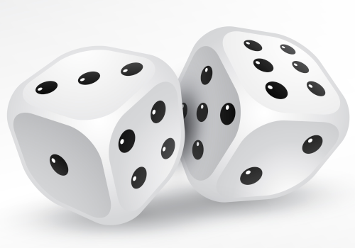 Zwei Spielwürfel werden gleichzeitig geworfen. Die Augenzahlen werden addiert (Augensumme). (Realschulabschluss Pflichtteil A1 (ohne Hilfsmittel) Prüfung 2023 Aufgabe 2 Aufgabengraphik A23A0201/© by www.fit-in-mathe-online.de)