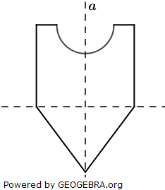 Wenn man die abgebildete Figur um die Achse a rotieren lässt, entsteht ein Körper. Beschreibe, aus welchen Teilen sich dieser Körper zusammensetzt. (Realschulabschluss Pflichtteil A1 (ohne Hilfsmittel) Mustersatz 3 Aufgabengraphik M02A301/© by www.fit-in-mathe-online.de)