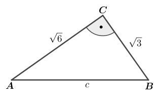 Berechne im Dreieck ABC die Länge der Hypotenuse c. (Realschulabschluss Pflichtteil A1 (ohne Hilfsmittel) Mustersatz 4 Aufgabengraphik M04A101/© by www.fit-in-mathe-online.de)