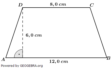 Berechne den Flächeninhalt des gleichschenkligen Trapezes. (Realschulabschluss Pflichtteil A1 (ohne Hilfsmittel) Mustersatz 6 Aufgabengraphik M06A701) Berechne den Flächeninhalt des gleichschenkligen Trapezes. (Realschulabschluss Pflichtteil A1 (ohne Hilfsmittel) Mustersatz 6 Aufgabengraphik M06A701/© by www.fit-in-mathe-online.de)