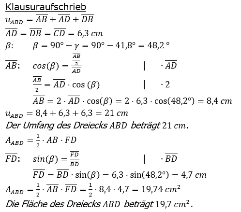 Realschulabschluss Trigonometrie Pflichtteil P2201L03 Lösung Bild 2/© by www.fit-in-mathe-online.de