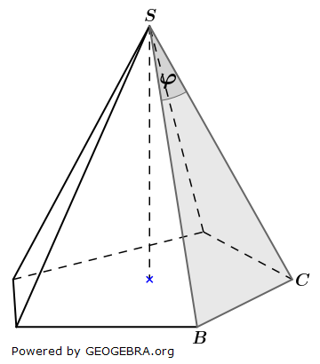 Von einer regelmäßigen fünfseitigen Pyramide sind gegeben: (Realschulabschluss Besondere Pyramiden Aufgabengraphik Pflichtteil P5/2004/© by www.fit-in-mathe-online.de)