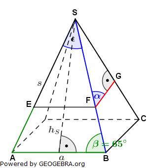 Realschulabschluss Quadratische Pyramiden Lösungs-Graphik Wahlteil W1a/2005/© by www.fit-in-mathe-online.de