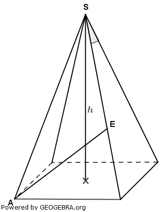 Gegeben ist eine quadratische Pyramide. (Realschulabschluss Quadratische Pyramiden Wahlteil W2b/2012/© by www.fit-in-mathe-online.de)