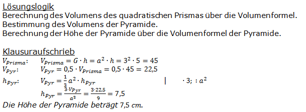 Realschulabschluss Quadratische Pyramiden Lösung Pflichtteil P2/2003 Bild 1/© by www.fit-in-mathe-online.de