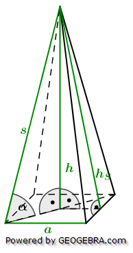 Realschulabschluss Quadratische Pyramiden Lösungs-Graphik Übungsaufgabe A1/© by www.fit-in-mathe-online.de