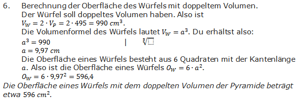 Realschulabschluss Quadratische Pyramiden Lösung Übungsaufgabe A1 Bild 3/© by www.fit-in-mathe-online.de