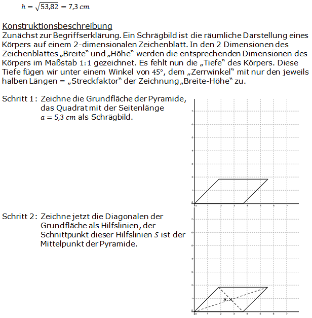Realschulabschluss Quadratische Pyramiden Lösung Übungsaufgabe A2 Bild 3/© by www.fit-in-mathe-online.de
