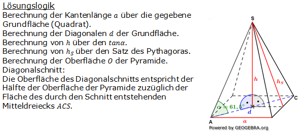 Realschulabschluss Quadratische Pyramiden Lösung Übungsaufgabe A3 Bild 1/© by www.fit-in-mathe-online.de