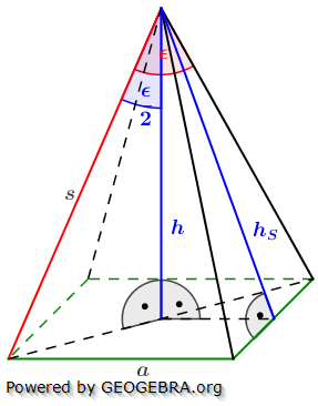 Realschulabschluss Quadratische Pyramiden Lösungs-Graphik Übungsaufgabe A4/© by www.fit-in-mathe-online.de