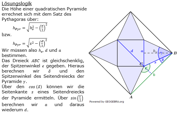 Realschulabschluss Quadratische Pyramiden Lösung W2b2018 Bild 1/© by www.fit-in-mathe-online.de