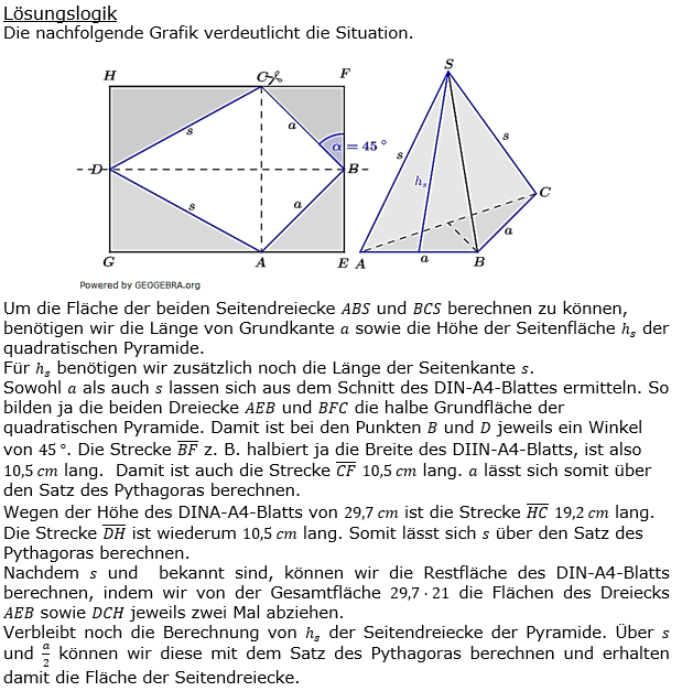Realschulabschluss Quadratische Pyramiden Lösung W2b2020 Bild 1/© by www.fit-in-mathe-online.de