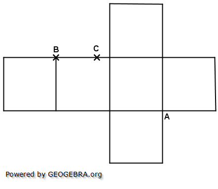 Die Zeichnung stellt das Netz eines Würfels mit der Kantenlänge a dar. (Realschulabschluss Zusammengesetzte Körper Aufgabengraphik Wahlteilaufgabe W1b/2004/© by www.fit-in-mathe-online.de)