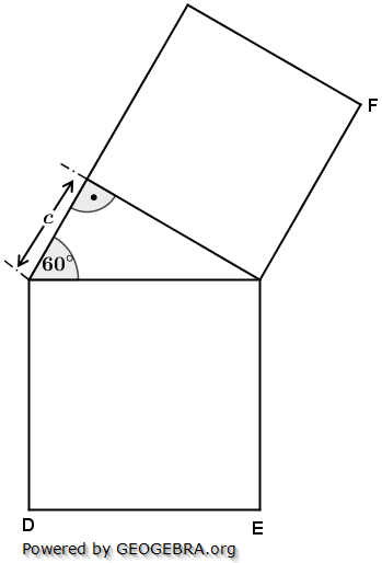 Die Figur zeigt ein rechtwinkliges Dreieck mit Katheten- und Hypothenusen-Quadrat. (Realschulabschluss Zusammengesetzte Körper Aufgabengraphik Wahlteilaufgabe W1b/2006/© by www.fit-in-mathe-online.de)