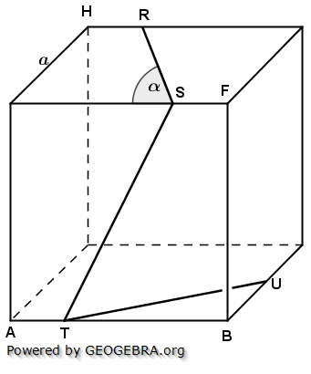 Auf einem Würfel liegt der Streckenzug RSTU mit der Länge 21,7 cm. (Realschulabschluss Zusammengesetzte Körper Aufgabengraphik Wahlteilaufgabe W1a/2009/© by www.fit-in-mathe-online.de)