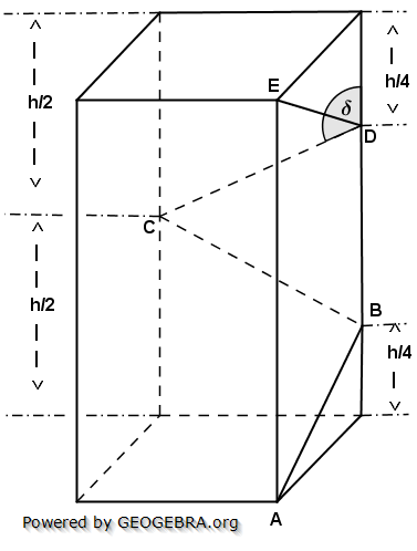 Auf der Oberfläche eines quadratischen Quaders verläuft der geschlossene Streckenzug ABCDEA. (Realschulabschluss Streckenzüge und Flächen Übungen Aufgabengraphik A1-1/© by www.fit-in-mathe-online.de)