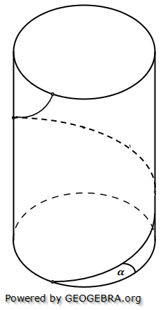 Über den Mantel eines Zylinders verläuft eine Linie spiralförmig ... (Realschulabschluss Streckenzüge und Flächen Übungen Aufgabengraphik A4/© by www.fit-in-mathe-online.de)