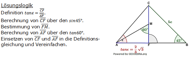 Realschulabschluss Trigonometrie Wahlteil W4b2003 Lösung Bild 1/© by www.fit-in-mathe-online.de