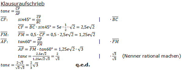 Realschulabschluss Trigonometrie Wahlteil W4b2003 Lösung Bild 2/© by www.fit-in-mathe-online.de