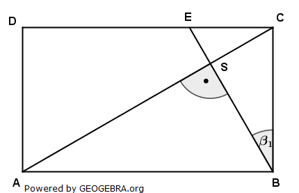 Im Rechteck ABCD gilt: (Realschulabschluss Wahlteilaufgaben Trigonometrie Aufgabengraphik W3b2004/© by www.fit-in-mathe-online.de)