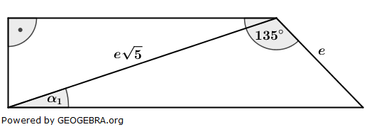 Gegeben ist das rechtwinklige Trapez. Zeigen Sie ohne Verwendung gerundeter Werte, dass gilt: (Realschulabschluss Wahlteilaufgaben Trigonometrie Aufgabengraphik W1b2005/© by www.fit-in-mathe-online.de)