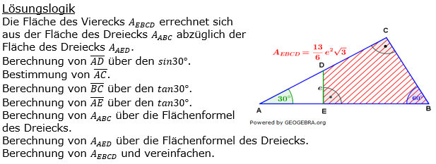 Realschulabschluss Trigonometrie Wahlteil W1b2007 Lösung Bild 1/© by www.fit-in-mathe-online.de
