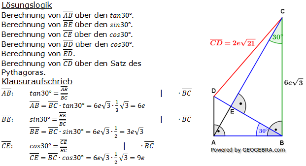 Realschulabschluss Trigonometrie Wahlteil W1b2012 Lösung Bild 1/© by www.fit-in-mathe-online.de